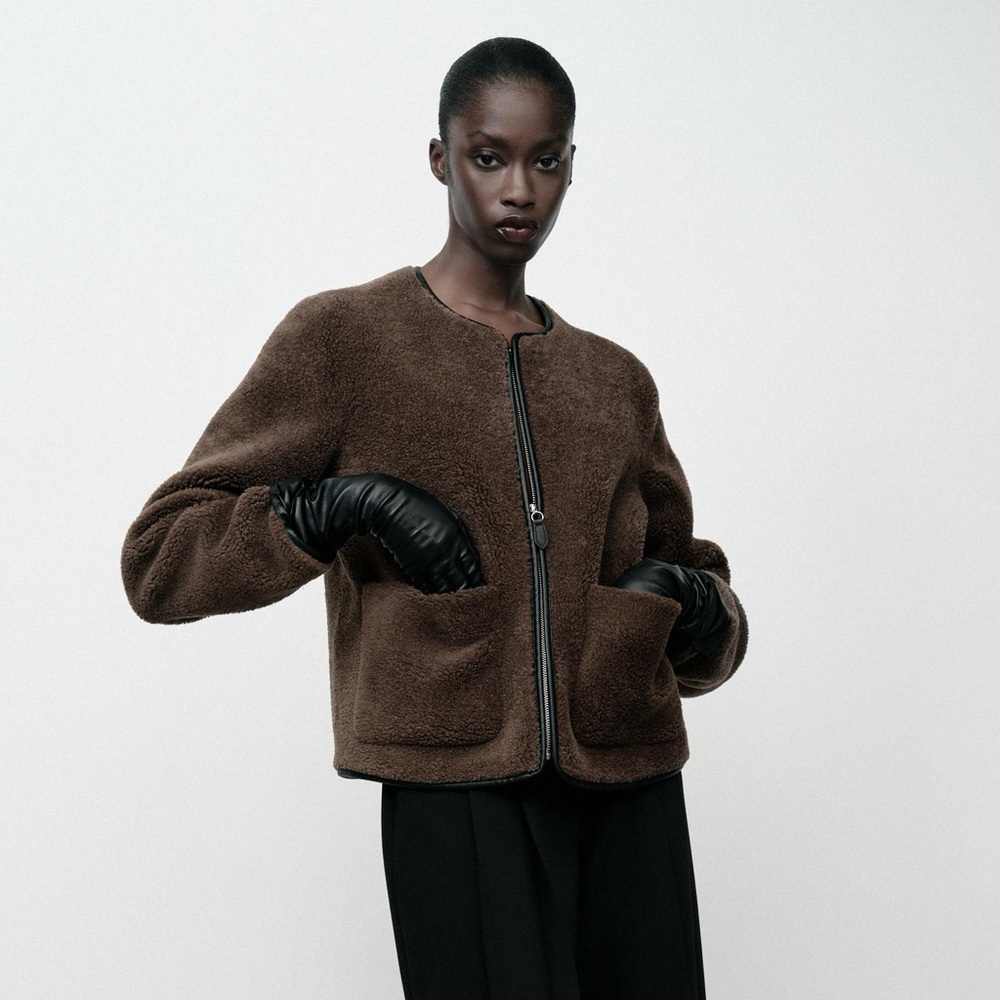 Zara JACKET WITH FAUX SHEARLING